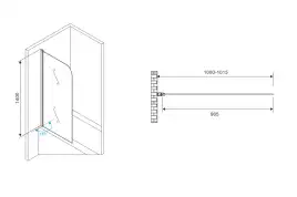 Шторка для ванны Abber Ewiges Wasser 100 см, AG52100B, профиль Черный, стекло Прозрачное
