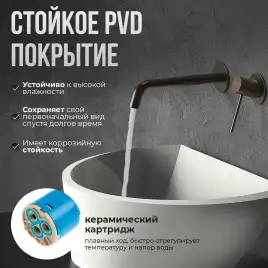 Смеситель для раковины AVS Slimmer 811-102-GM встраиваемый, с внутренней частью, оружейная сталь