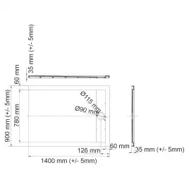 Душевой поддон WasserKRAFT Mindel 85T 140х90 из искусственного камня 85T36 Белый