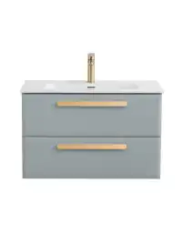 Тумба под раковину Cezares ECO-CER-N 80 см, ECO-CER-N-800-2C-SO-GAO-P (без ручек), Серо-Голубой Матовый
