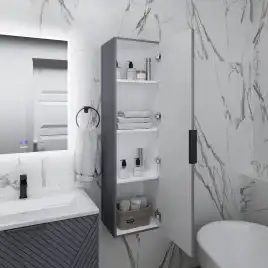 Шкаф-пенал для ванной Grossman Блисс 35 подвесной, графит матовый (303546)