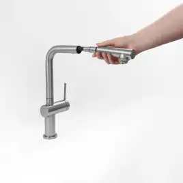 Смеситель для кухни AVS PureRiver 837-160-MS, Г-образный выдвижной излив, матовое серебро