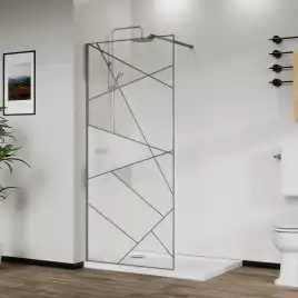 Душевая перегородка Azario 120 AZ-271-120-MGR-CGP, профиль графит матовый, стекло Прозрачное, с графическим принтом