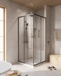 Душевой уголок CEZARES RELAX-304-A-2-80-C-GM прозрачное стекло, профиль Оружейная сталь