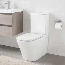 Унитаз-компакт Azario Terra AZ-6003-A напольный, безободковый, со смывом Торнадо, в комплекте с бачком и сиденьем микролифт, Белый глянцевый