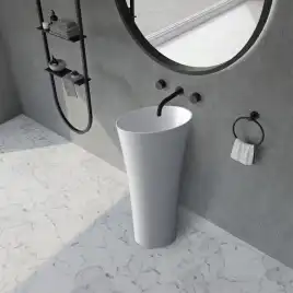 Раковина напольная ABBER STEIN 50х50х90 AS2509-H, круглая, белая матовая