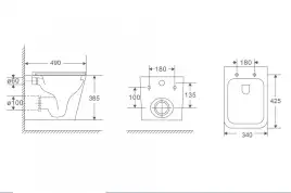 Комплект унитаза с инсталляцией ABBER Rechteck AC1219TC белый и кнопкой AC0121NG оружейная сталь
