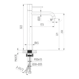 Смеситель для раковины AVS Slimmer высокий, брашированное розовое золото, 811-101-PG