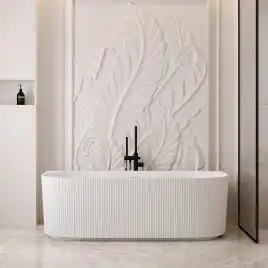 Ванна Abber Stein 170х75 AS9630 из искусственного камня, Белая матовая