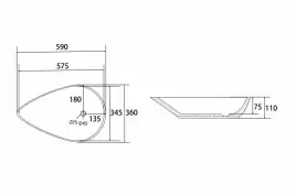 Раковина накладная ABBER BEQUEM 59х36х11 AC2117MW, овальная, белая матовая