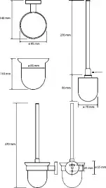 Ершик для унитаза подвесной щётка чёрная 9,5 см BEMETA GRAPHIT Антрацит матовый 156113017