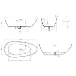 Ванна Salini PAOLA 160х80 101511G из материала S-Sense, Белая глянцевая