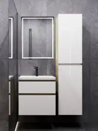 Тумба с раковиной FAURAplus Аврора 60-2, подвесная (Раковина Classica 60) Фасад Белый