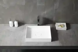 Раковина накладная ABBER STEIN 50х35х10 AS2621, прямоугольная, белая матовая