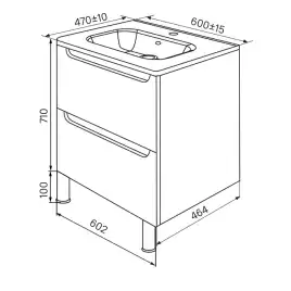 Тумба с раковиной IDDIS Edifice 60, напольная, Белая, EDI60WFi95K