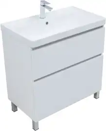 Тумба под раковину Aquanet Вега 80 напольная, белый глянец, 344123