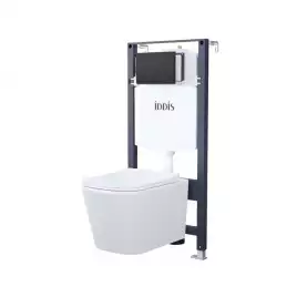 Комплект унитаза с инсталляцией IDDIS Basic BASBI02i73 с сиденьем микролифт и кнопкой смыва Черный матовый