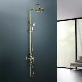 Душевая система Aquatek КЛАССИК AQ2543PG с термостатом, Золото глянцевое