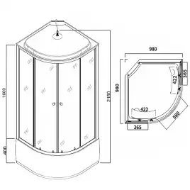 Душевая кабина Loranto 100х100, высокий поддон, Матовое стекло, CS-888EDTM/W-100