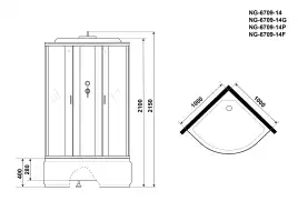 Душевая кабина Niagara Classic 100х100х215 NG-6709-14G высокий поддон, с гидромассажем, 67091414G