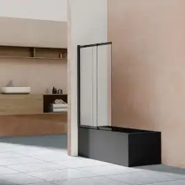 Шторка для ванны Vincea  100 VSB-1E100CLB, раздвижная, профиль черный, стекло прозрачное