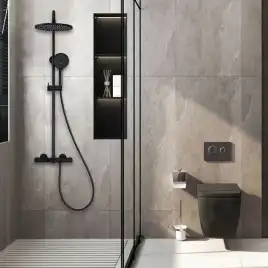 Душевая система  Vincea Esse VSFS-1E1TMB VSFS-1E1TMB  с термостатом, черный матовый