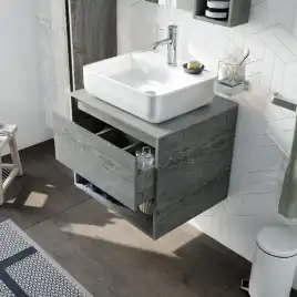 Раковина накладная Aquanet CITY-2 39х39х14 квадратная, Белая глянцевая