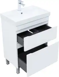 Тумба под раковину Aquanet Слим 60 напольная, белый сатин, 346042