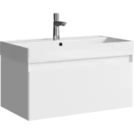 Тумба с раковиной подвесная Aqwella Geometria 80 GE01081WM, с одним ящиком, цвет белый
