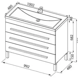 Тумба под раковину Aquanet Верона 100 белый (напольная 3 ящика) 178471