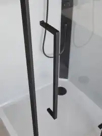 Душевая кабина BelBagno UNO-CAB-A-1-90-C-NERO-Bi-TOP-L , левая, профиль черный матовый