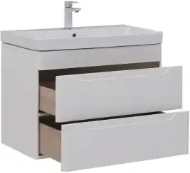 Тумба под раковину Aquanet София 80 белый глянец (2 ящика) 274002
