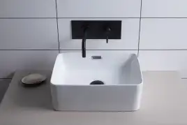 Раковина накладная Aquanet PERFECT-1 40,5х31,5х14 прямоугольная, Белая глянцевая