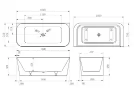 Акриловая ванна Abber 160х75 AB9223-1.6, отдельностоящая, Белая глянцевая