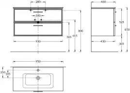 Тумба под раковину Kerama Marazzi PIANO CLASSIC 95 см, PIA.CL.95\BLU.M подвесная, синий матовый