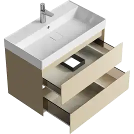 Тумба с раковиной подвесная Aqwella Geometria 80 GE01082MD, с двумя ящиками, цвет морская дюна