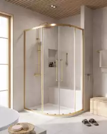 Душевой уголок CEZARES RELAX-304-RH-2-120/90-C-BORO стекло Прозрачное, профиль Брашированное золото