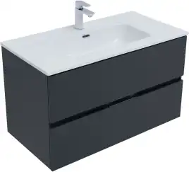 Тумба под раковину Aquanet Алвита New 90 2 ящика, антрацит 303919