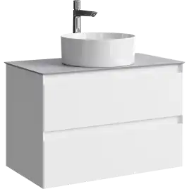 Тумба с раковиной подвесная Aqwella Geometria 80 GE01082WM+STG814X476GS, со столешницей серый камень, цвет белый