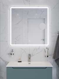 Зеркало BelBagno SPC-MAR-800-800-LED-TCH-LNZ с подсветкой и встроенной линзой 3-х кратного увеличения
