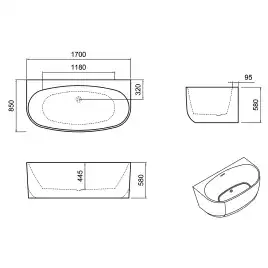 Акриловая ванна Azario STANFORD 170х85 AZ-6727 17085, Пристенная