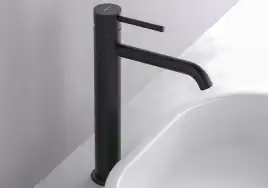 Смеситель для накладной раковины Aquatek Европа AQ1304MB, однорычажный, высокий, Черный матовый