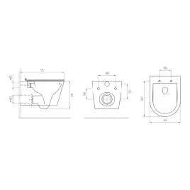 Унитаз подвесной AVS Тоник 801-0032-P-T2-GW безободковый, со смывом Торнадо, белый