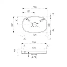 Раковина накладная ABBER STEIN 55х36х6 AS2601, овальная, белая матовая
