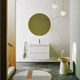 Тумба с раковиной подвесная Aqwella Geometria 80 GE01082WM, с двумя ящиками, цвет белый