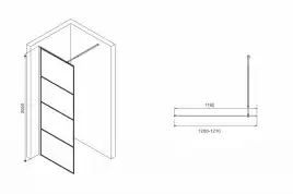 Душевая перегородка Abber Immer Offen 120 см, AG65120B, профиль Черный, стекло Прозрачное