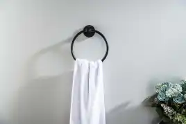 Держатель полотенец кольцо Aquatek Оберон AQ4212MB, Черный матовый