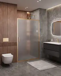 Душевая дверь CEZARES MOLVENO-BF-1-120-P-BORO стекло Матовое рифленая, профиль Брашированное золото