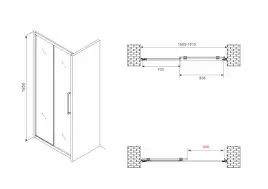 Душевая дверь Abber Schwarzer Diamant 160 см, AG30160H, профиль Хром, стекло Прозрачное