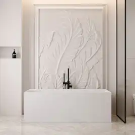 Ванна  Abber Stein 160х70 AS9640-1.6 из искусственного камня, Белая матовая